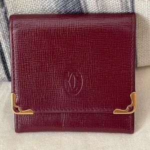 Authentic CARTIER coin case Bordeaux Leather⭐️Beautiful Condition